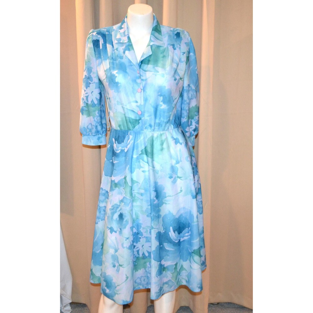 Vintage Dress 1970s Blue California Look